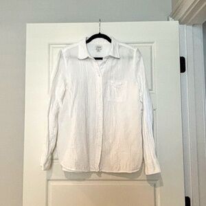 JCREW Women's Double-gauze button-up shirt in white Size M